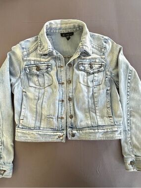 INC International Concepts Light Distressed Wash Blue Denim Jacket